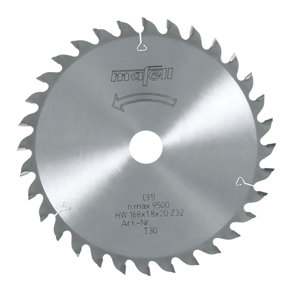 Lame de scie circulaire Mafell 168 x 1,2/1,8 x 20 mm, Z 32, D/G, pour des coupes précises dans le bois