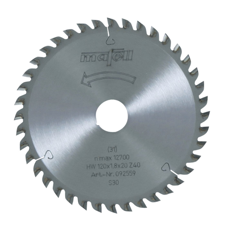 Lame de scie circulaire Mafell 120 x 1,2/1,8 x 20 mm, Z 40, FZ/TR, pour des coupes de précision