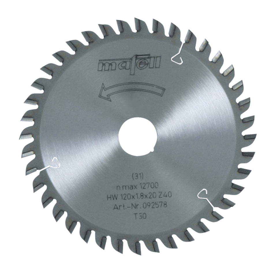 Lame de scie circulaire Mafell 120 x 1,2/1,8 x 20 mm, Z 40, TR, pour stratifiés