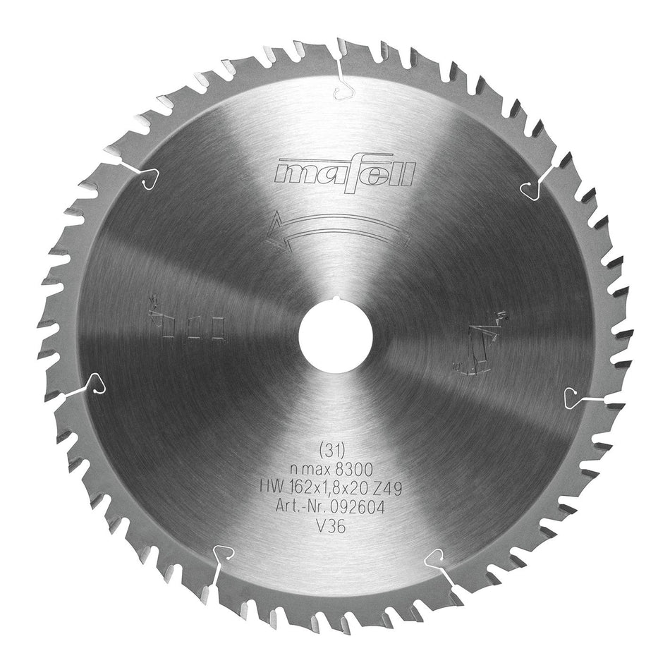 Lame circulaire Mafell KSB-WF162 GT HW, 162 x 1,8 x 20mm, Z49-7, 3WZ/FZ, Wood Fine Cut
