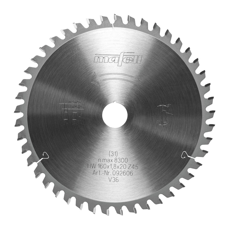 Lame de scie circulaire Mafell KSB-L160 HW, 160 x 1,8 x 20mm, Z46, WZ/FA, Stratifié / HPL