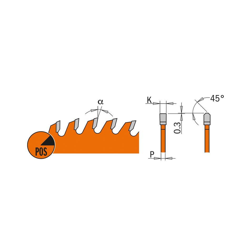 Positive Trapezzahnblätter für Laminate und Spanplatten, Industrieserie