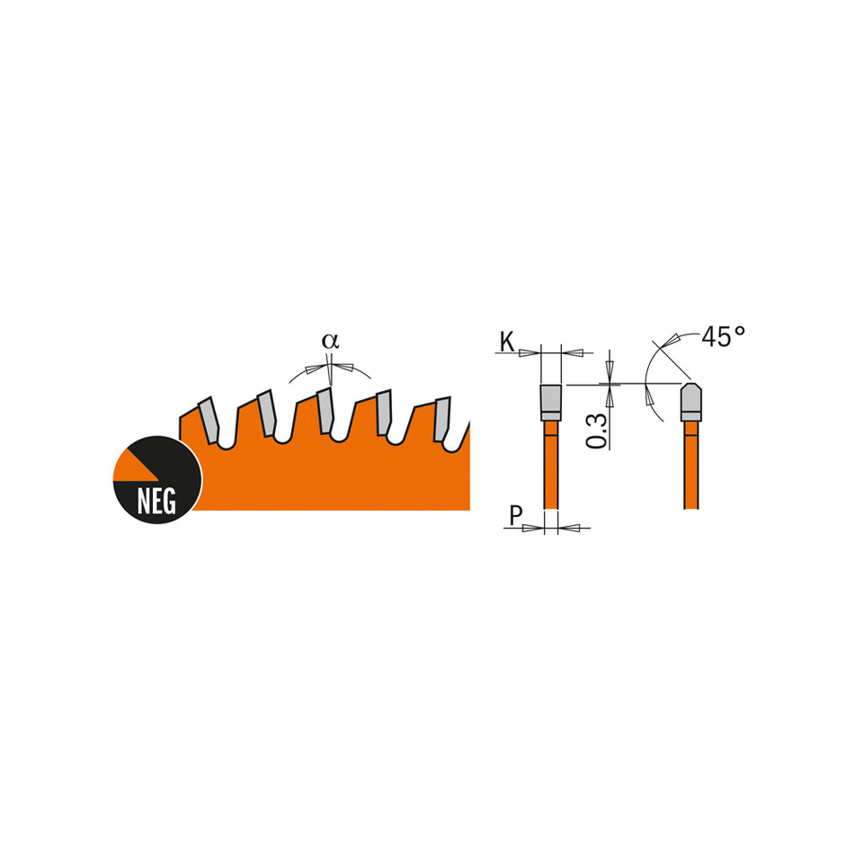Negativ-Trapezzahnblätter für Laminate und Spanplatten, Industrieserie