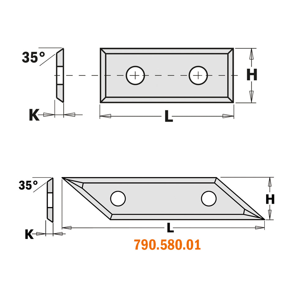 Couteaux réversibles standards - 4 tranchants