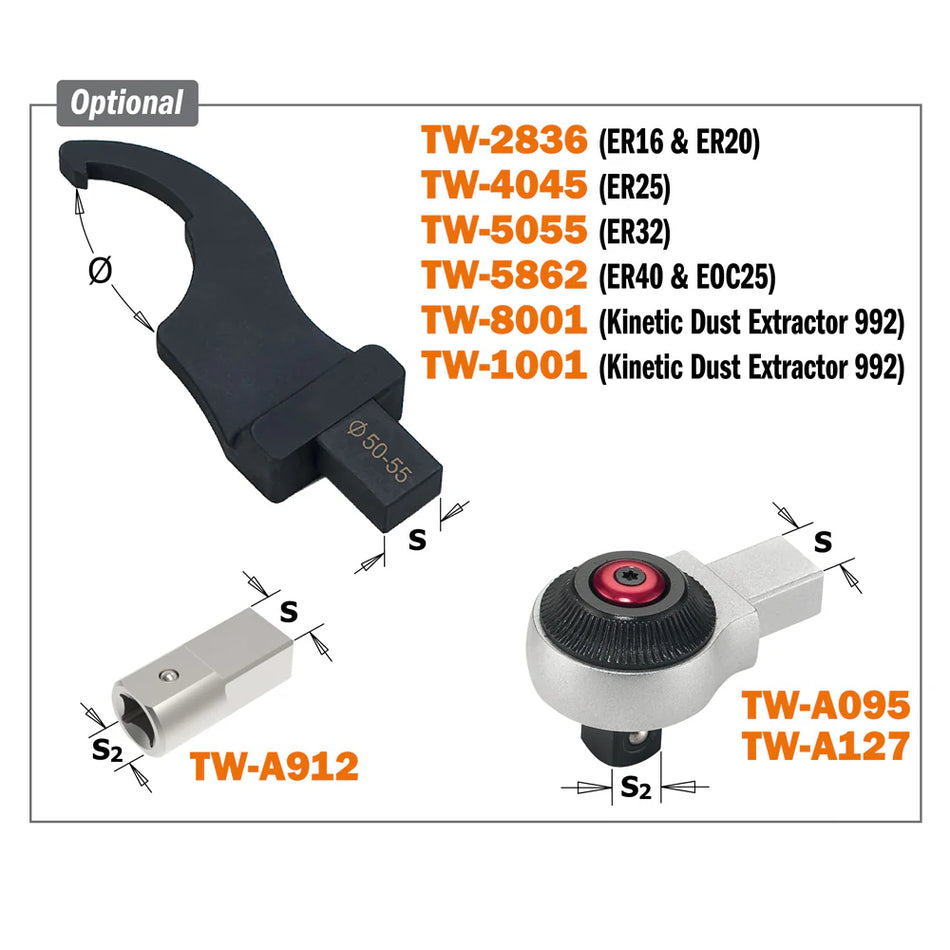 CLÉ DYNAMOMÉTRIQUE INTERCHANGEABLE TW-200