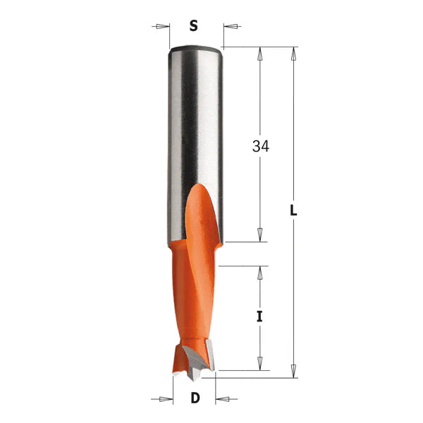 2-Nut-Bohrer, Sacklöcher