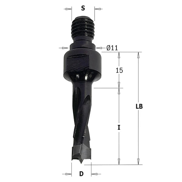 Forets avec raccord fileté, S=M8 - LB=63mm
