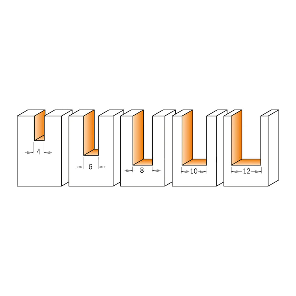 SET DE 5 FREZE 900.005.01 CU TĂIȘURI DREPTE