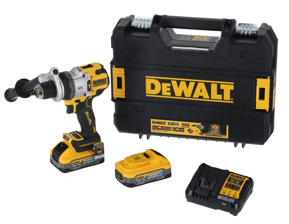 Trapano Avvitatore 3 Velocità con percussione XR 18V con motore BRUSHLESS - 2 x XR 18V Powerstack 5Ah - DCD1007H2T-QW