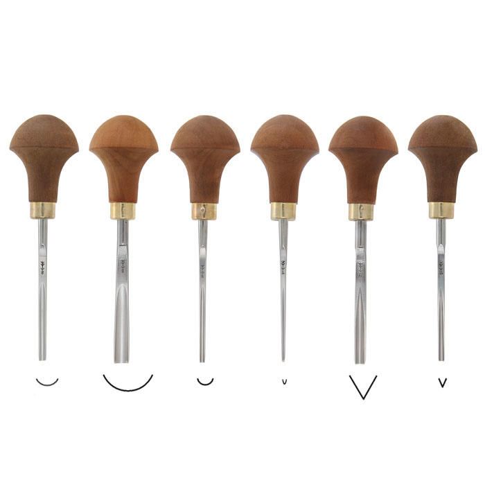 Jeu de gouges pour linogravure et outils à main Pfeil C, 6 pièces