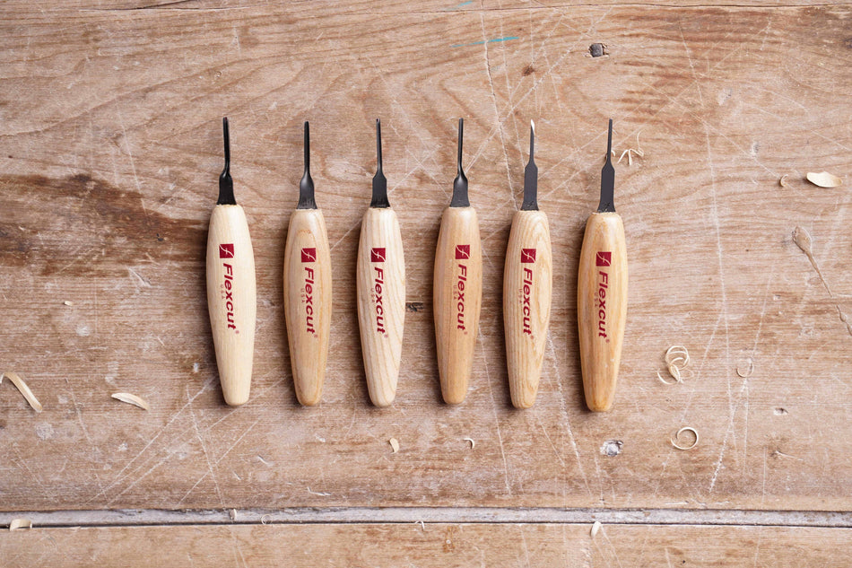 Set Micro Sgorbie intaglio scultura legno 1.5mm Flexcut MT910